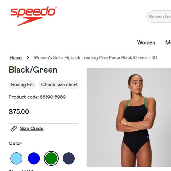 SPEEDO "Endurance+" Flyback Training One Piece Black/Green - Picture 11 of 11